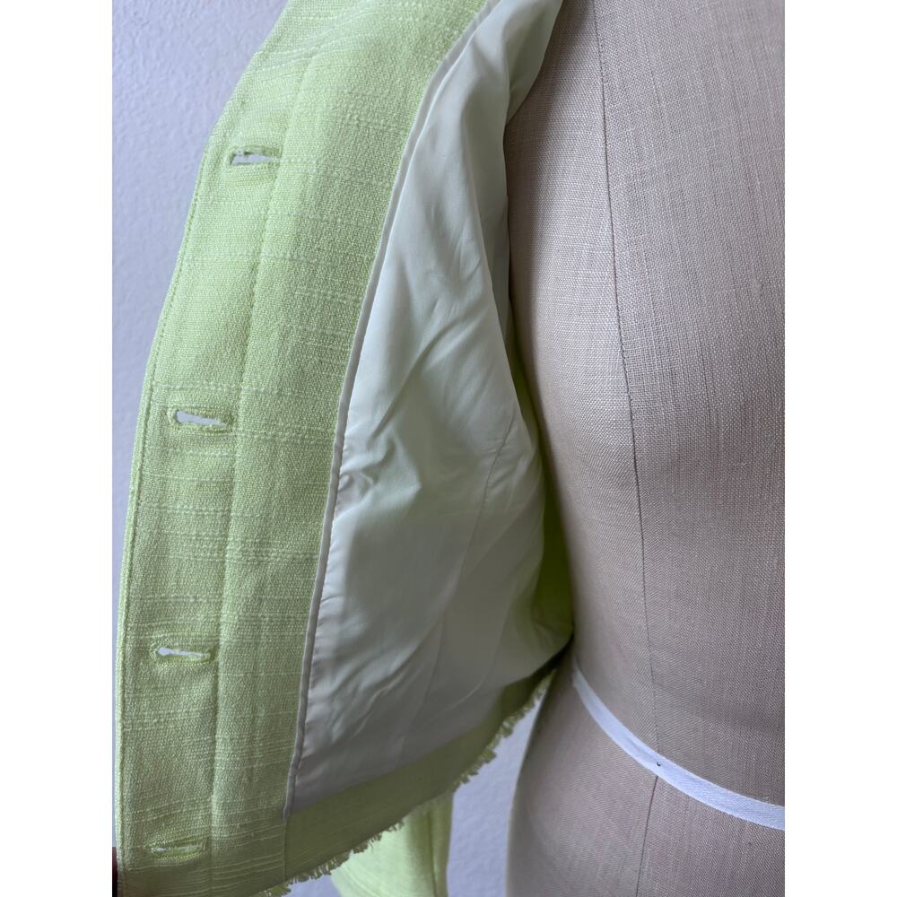 Banana Republic - NWT Bright Green Tweed Jacket Size 2 - Picture 6 of 11